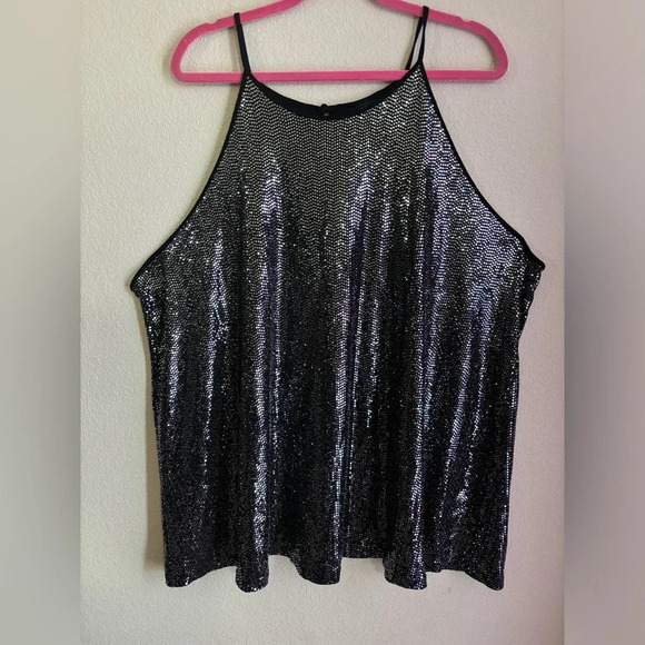 Torrid High Neck Metallic Sequin Tank 5 - Picture 5 of 9